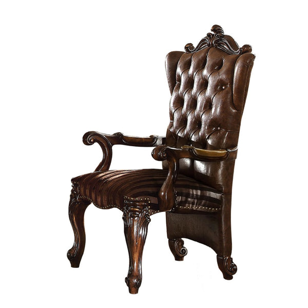HomeRoots Set of Two Elegant Tufted Brown and Redwood Faux Leather Wingback Dining Chairs for Home Décor 573377
