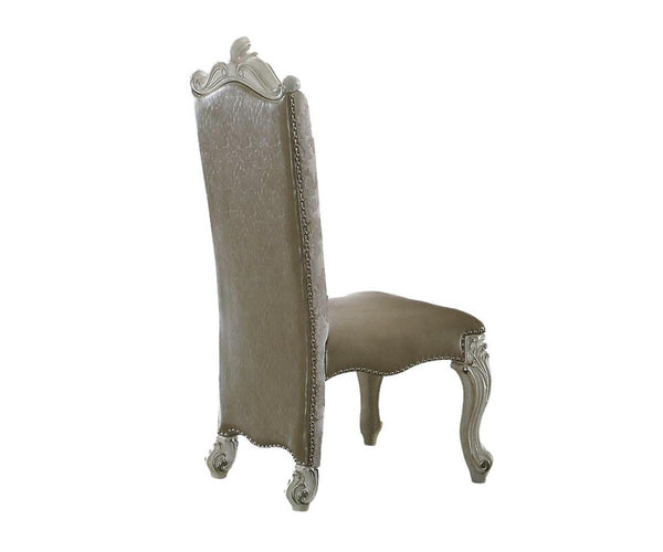 HomeRoots Set of Two Elegant Gray and Bone Fabric Faux Leather Dining Side Chairs for Versatile Spaces 573378