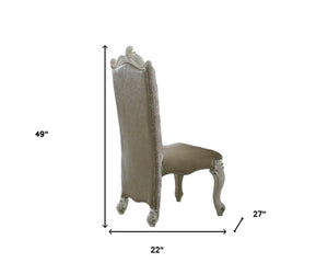 HomeRoots Set of Two Elegant Gray and Bone Fabric Faux Leather Dining Side Chairs for Versatile Spaces 573378