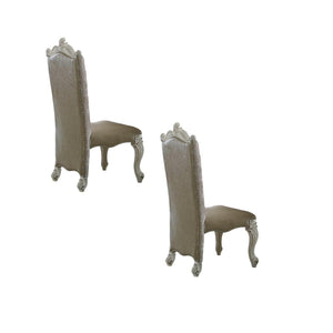 HomeRoots Set of Two Elegant Gray and Bone Fabric Faux Leather Dining Side Chairs for Versatile Spaces 573378