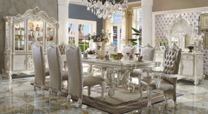 HomeRoots Set of Two Elegant Gray and Bone Tufted Faux Leather Wing Back Arm Chairs for Stylish Spaces 573379