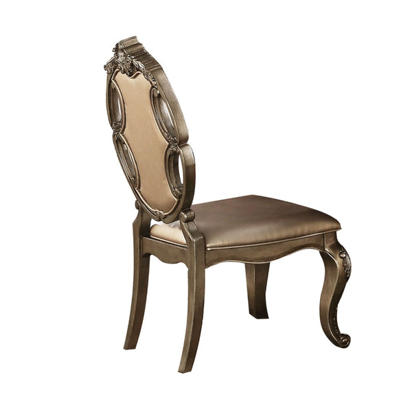 HomeRoots Set of Two Elegant Tufted Oak Faux Leather Dining Chairs - Stylish, Versatile, and Comfortable! 573382