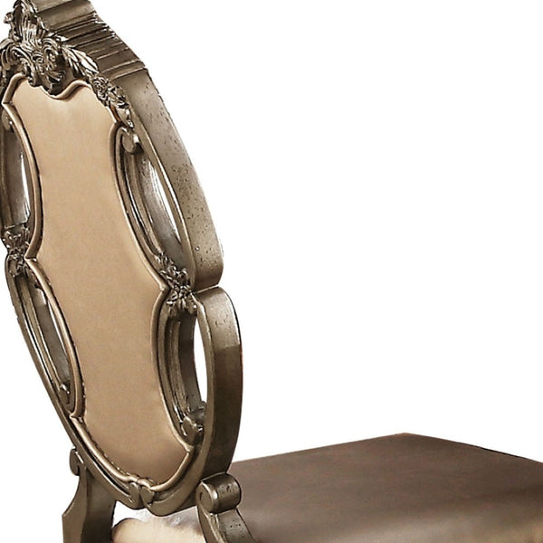 HomeRoots Set of Two Elegant Tufted Oak Faux Leather Dining Chairs - Stylish, Versatile, and Comfortable! 573382