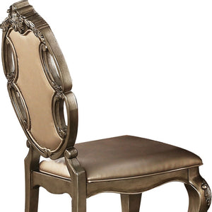 HomeRoots Set of Two Elegant Tufted Oak Faux Leather Dining Chairs - Stylish, Versatile, and Comfortable! 573382
