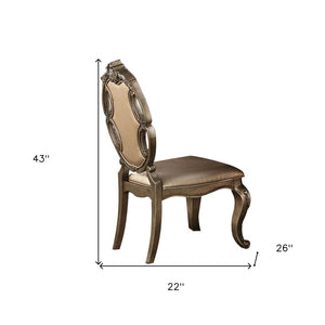 HomeRoots Set of Two Elegant Tufted Oak Faux Leather Dining Chairs - Stylish, Versatile, and Comfortable! 573382