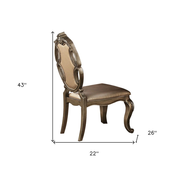 HomeRoots Set of Two Elegant Tufted Oak Faux Leather Dining Chairs - Stylish, Versatile, and Comfortable! 573382