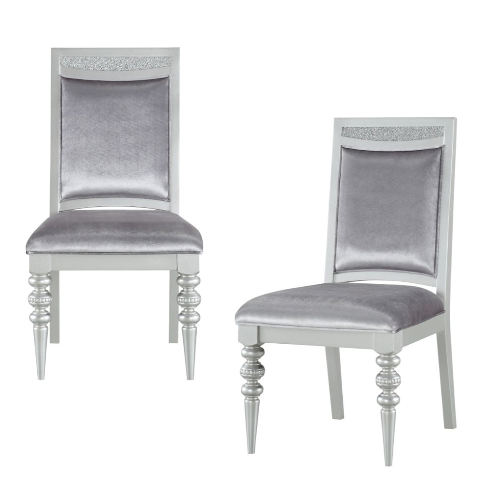 HomeRoots Set of Two Elegant Platinum Upholstered Dining Side Chairs for Stylish Comfort and Versatility 573384