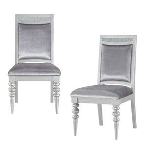 HomeRoots Set of Two Elegant Platinum Upholstered Dining Side Chairs for Stylish Comfort and Versatility 573384