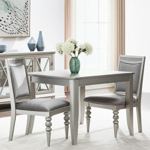 HomeRoots Set of Two Elegant Platinum Upholstered Dining Side Chairs for Stylish Comfort and Versatility 573384