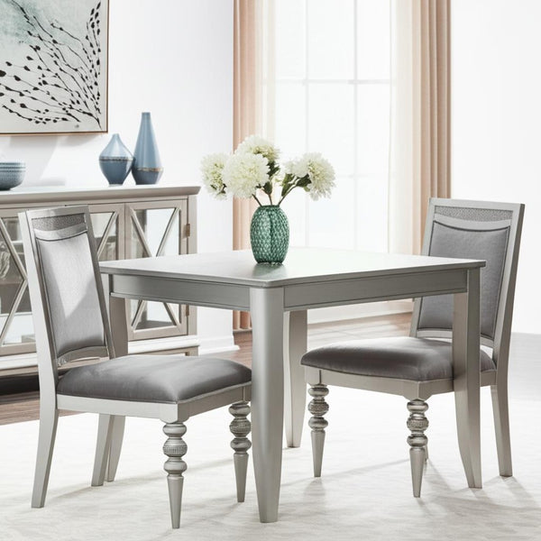 HomeRoots Set of Two Elegant Platinum Upholstered Dining Side Chairs for Stylish Comfort and Versatility 573384