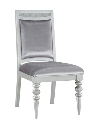 HomeRoots Set of Two Elegant Platinum Upholstered Dining Side Chairs for Stylish Comfort and Versatility 573384
