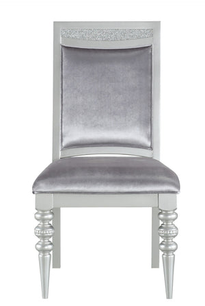 HomeRoots Set of Two Elegant Platinum Upholstered Dining Side Chairs for Stylish Comfort and Versatility 573384