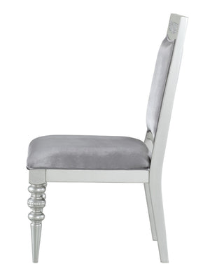 HomeRoots Set of Two Elegant Platinum Upholstered Dining Side Chairs for Stylish Comfort and Versatility 573384