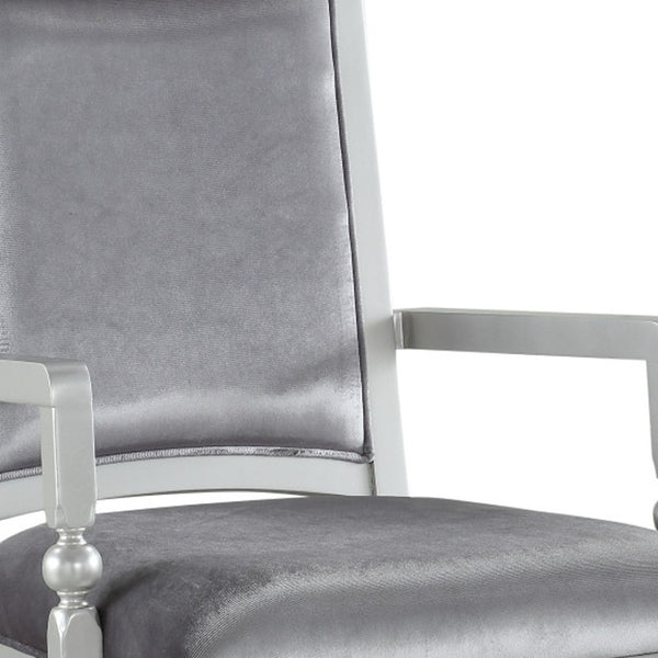 HomeRoots Set of Two Elegant Platinum Upholstered Arm Chairs for Dining, Living, and Versatile Spaces 573385