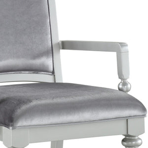 HomeRoots Set of Two Elegant Platinum Upholstered Arm Chairs for Dining, Living, and Versatile Spaces 573385