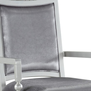 HomeRoots Set of Two Elegant Platinum Upholstered Arm Chairs for Dining, Living, and Versatile Spaces 573385