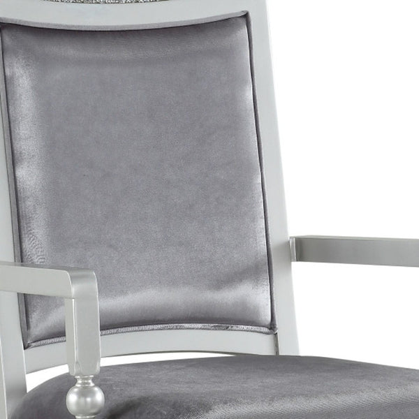 HomeRoots Set of Two Elegant Platinum Upholstered Arm Chairs for Dining, Living, and Versatile Spaces 573385