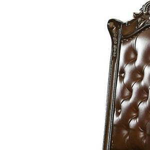 HomeRoots Set of Two Elegant Tufted Faux Leather Dining Chairs with Mahogany Legs for Modern Spaces 573386
