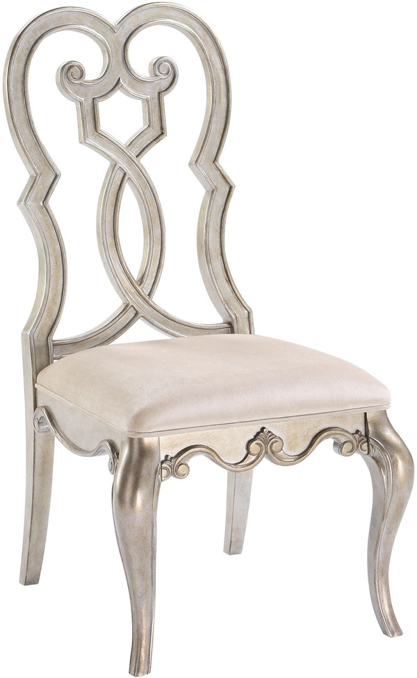 HomeRoots Set of Two Ivory Velvet Dining Chairs with Champagne Finish - Stylish, Comfortable, Versatile Design 573387