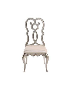 HomeRoots Set of Two Ivory Velvet Dining Chairs with Champagne Finish - Stylish, Comfortable, Versatile Design 573387