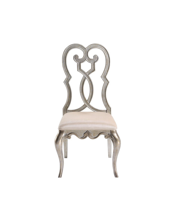 HomeRoots Set of Two Ivory Velvet Dining Chairs with Champagne Finish - Stylish, Comfortable, Versatile Design 573387