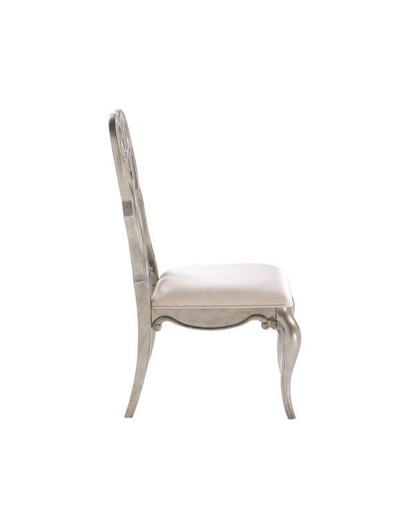 HomeRoots Set of Two Ivory Velvet Dining Chairs with Champagne Finish - Stylish, Comfortable, Versatile Design 573387