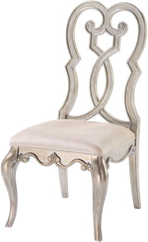 HomeRoots Set of Two Ivory Velvet Dining Chairs with Champagne Finish - Stylish, Comfortable, Versatile Design 573387