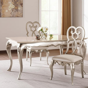 HomeRoots Set of Two Ivory Velvet Dining Chairs with Champagne Finish - Stylish, Comfortable, Versatile Design 573387