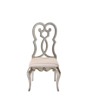 HomeRoots Set of Two Ivory Velvet Dining Chairs with Champagne Finish - Stylish, Comfortable, Versatile Design 573387