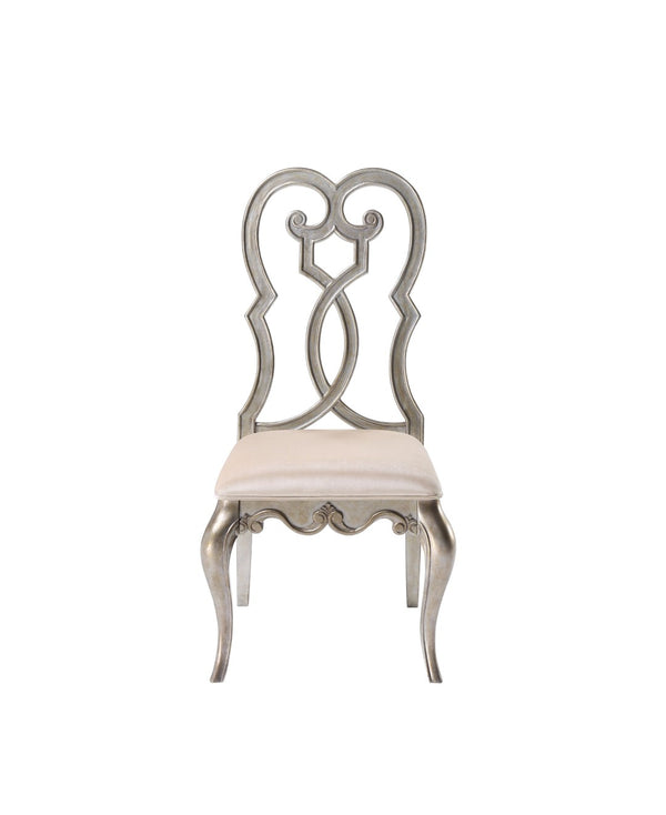 HomeRoots Set of Two Ivory Velvet Dining Chairs with Champagne Finish - Stylish, Comfortable, Versatile Design 573387