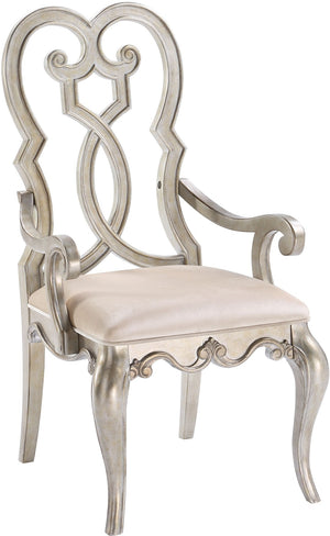 HomeRoots Set of Two Elegant Ivory & Champagne Velvet Dining Arm Chairs for Stylish Home Comfort 573388