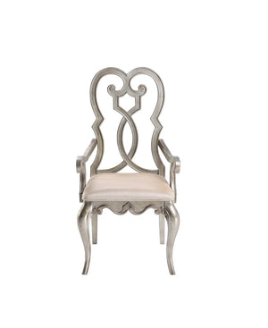 HomeRoots Set of Two Elegant Ivory & Champagne Velvet Dining Arm Chairs for Stylish Home Comfort 573388