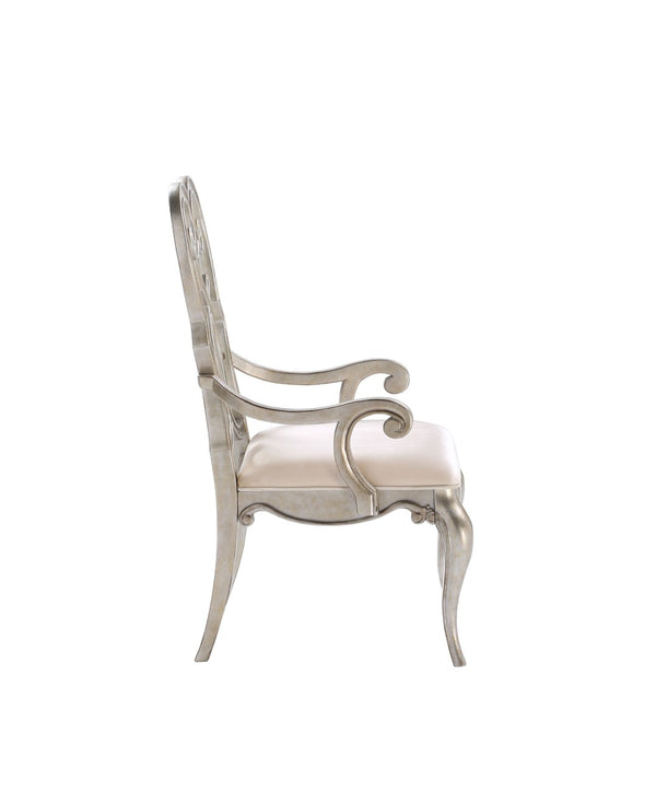 HomeRoots Set of Two Elegant Ivory & Champagne Velvet Dining Arm Chairs for Stylish Home Comfort 573388