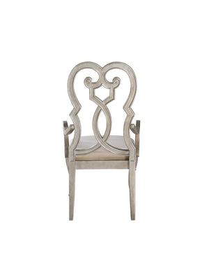 HomeRoots Set of Two Elegant Ivory & Champagne Velvet Dining Arm Chairs for Stylish Home Comfort 573388