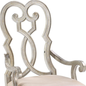HomeRoots Set of Two Elegant Ivory & Champagne Velvet Dining Arm Chairs for Stylish Home Comfort 573388