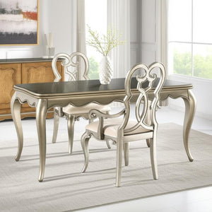 HomeRoots Set of Two Elegant Ivory & Champagne Velvet Dining Arm Chairs for Stylish Home Comfort 573388