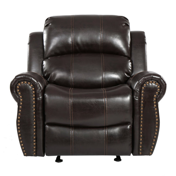 English Elm Christopher Knight Home® - 43.25" Faux Leather Manual Glider Recliner Brown — 43.25" Wide Plush 43.25" Width, Sturdy Frame, Smooth Glide 57339.00BRN