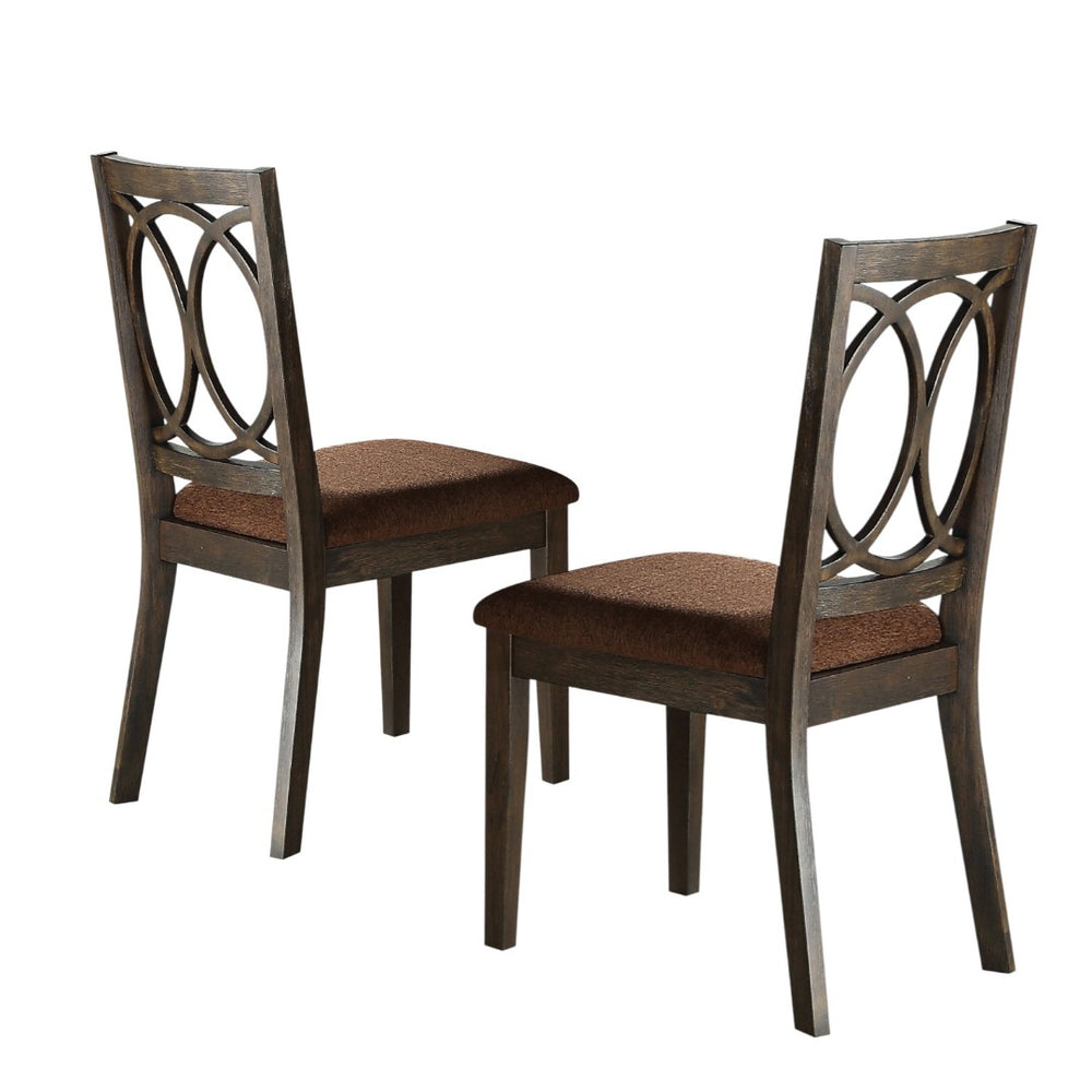 HomeRoots Set of Two Contemporary Brown & Espresso Upholstered Dining Chairs for Versatile Home Décor 573390