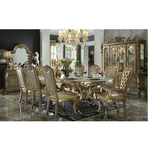 HomeRoots Set of Two Elegant Bone Tufted Faux Leather Dining Arm Chairs for Modern and Traditional Decor 573395