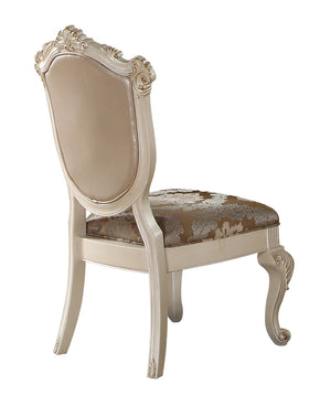 HomeRoots Set of Two Elegant Tufted Rose Gold and Pearl Faux Leather Dining Chairs with Solid Wood Frame 573396