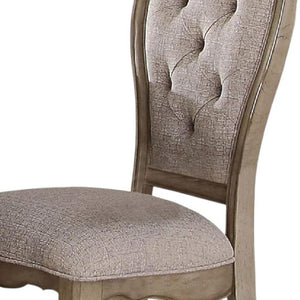 HomeRoots Set of Two Elegant Tufted Beige-Taupe Upholstered Side Chairs with Solid Wood Frame & Comfort 573398