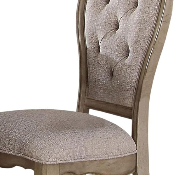 HomeRoots Set of Two Elegant Tufted Beige-Taupe Upholstered Side Chairs with Solid Wood Frame & Comfort 573398