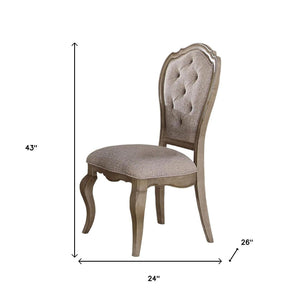 HomeRoots Set of Two Elegant Tufted Beige-Taupe Upholstered Side Chairs with Solid Wood Frame & Comfort 573398