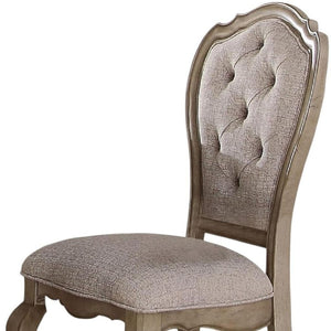 HomeRoots Set of Two Elegant Tufted Beige-Taupe Upholstered Side Chairs with Solid Wood Frame & Comfort 573398
