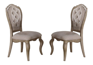 HomeRoots Set of Two Elegant Tufted Beige-Taupe Upholstered Side Chairs with Solid Wood Frame & Comfort 573398
