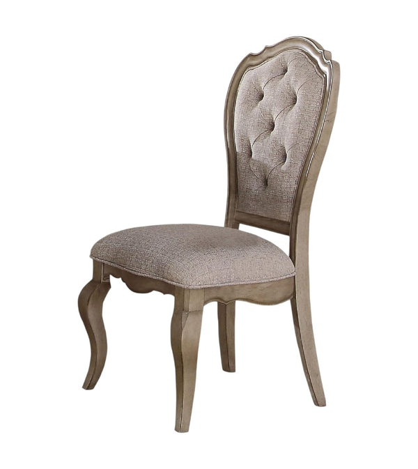 HomeRoots Set of Two Elegant Tufted Beige-Taupe Upholstered Side Chairs with Solid Wood Frame & Comfort 573398