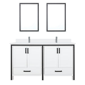 English Elm White Double Bath Vanity 60 in. W x 22 in. D with Cultured Marble Top, Chrome Faucet, Dual 22x32 Mirrors B2731S01138