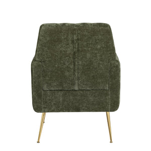 Crestview Collection Modern Accent Chair - Stylish Upholstered Furniture With Button Tufting And Gold Legs For Any Room Green Solid Wood Evfzr4352egrn