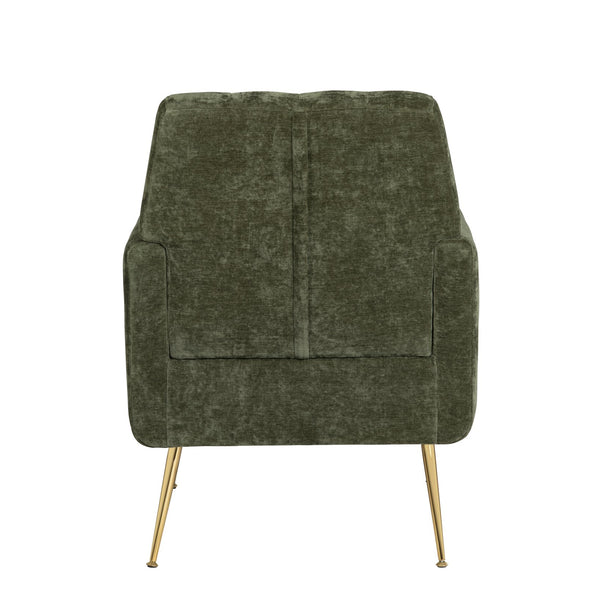 Crestview Collection Modern Accent Chair - Stylish Upholstered Furniture With Button Tufting And Gold Legs For Any Room Green Solid Wood Evfzr4352egrn