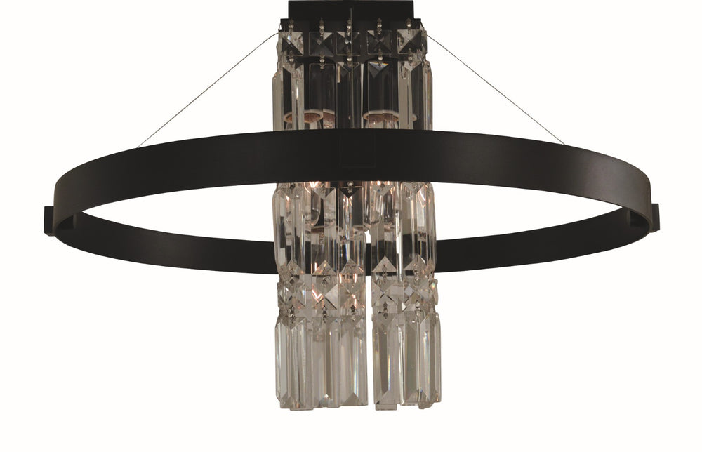 Framburg 5-light Elegant Floating Chandelier With Rectangular Crystal Accents - Made In The Usa Lighting Fixture Matte Black Metal 5734 Mblack